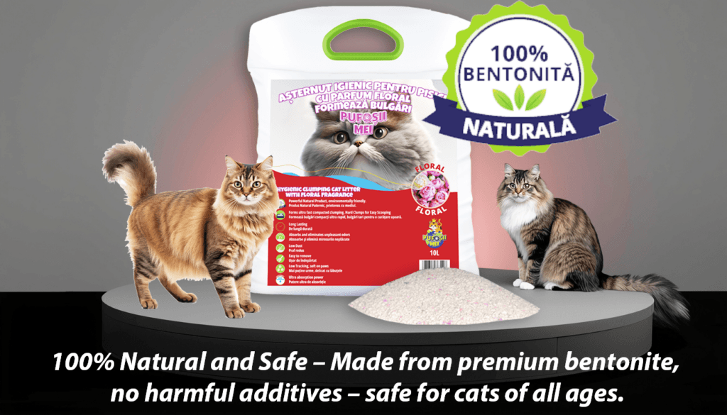 The Litter for Cats, Pufoșii Mei, Premium, Hygienic, Clumping, Floral-Scented, 10L (3)